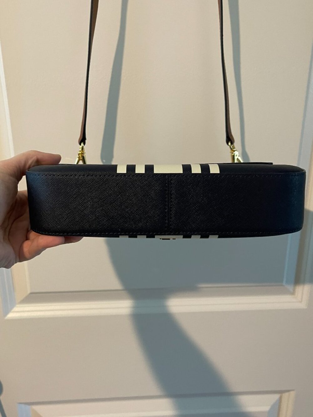 *Rare* NWOT Lauren Ralph Lauren Striped Leather Medium Danni Bag - Picture 11 of 12